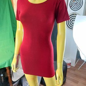S red women tee t-shirt dress